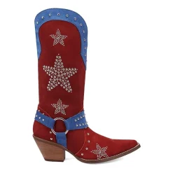 Dingo Womens Lucky Stars Suede Leather Boot Block Heel Cowboy Boots