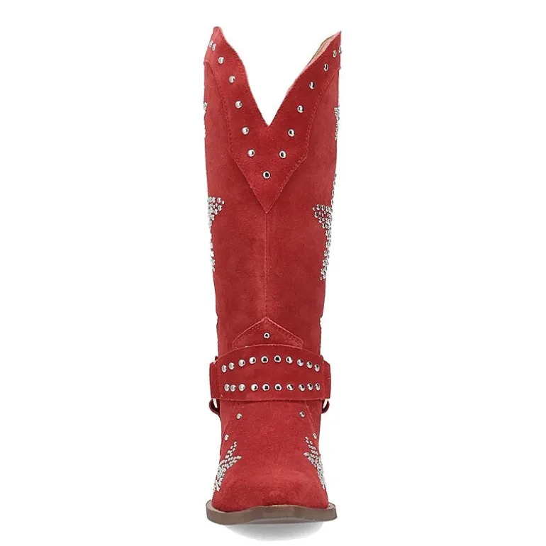 Dingo Womens Lucky Stars Suede Leather Boot Block Heel Cowboy Boots