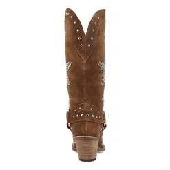 Dingo Womens Lucky Stars Suede Leather Boot Block Heel Cowboy Boots