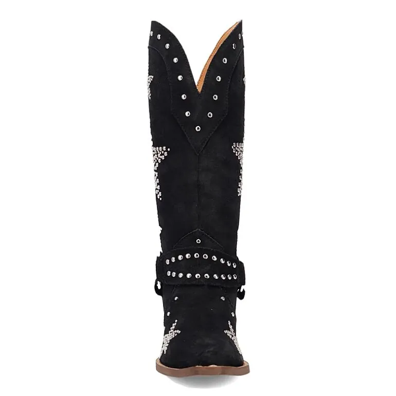 Dingo Womens Lucky Stars Suede Leather Boot Block Heel Cowboy Boots