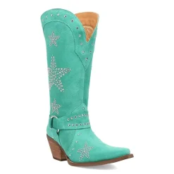 Dingo Womens Lucky Stars Suede Leather Boot Block Heel Cowboy Boots