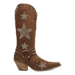 Dingo Womens Lucky Stars Suede Leather Boot Block Heel Cowboy Boots