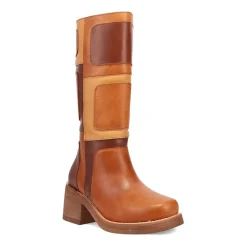 Dingo Womens Patches Leather Boot Stacked Heel Cowboy Boots