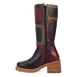 Dingo Womens Patches Leather Boot Stacked Heel Cowboy Boots