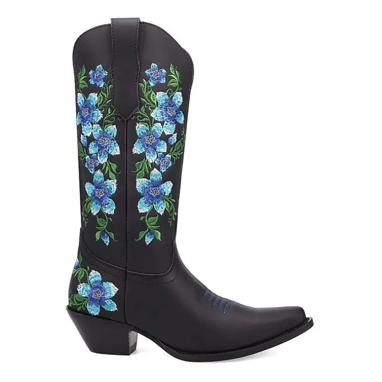Dingo Womens Posie Leather Boot Block Heel Cowboy Boots