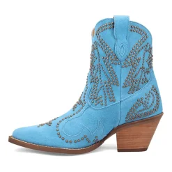 Dingo Womens Seein' Stars Suede Leather Bootie Stacked Heel Cowboy Boots