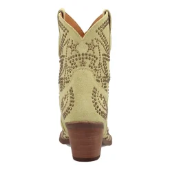 Dingo Womens Seein' Stars Suede Leather Bootie Stacked Heel Cowboy Boots