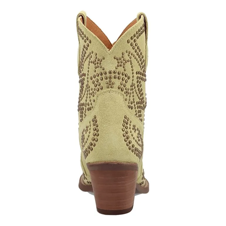 Dingo Womens Seein' Stars Suede Leather Bootie Stacked Heel Cowboy Boots