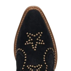 Dingo Womens Seein' Stars Suede Leather Bootie Stacked Heel Cowboy Boots
