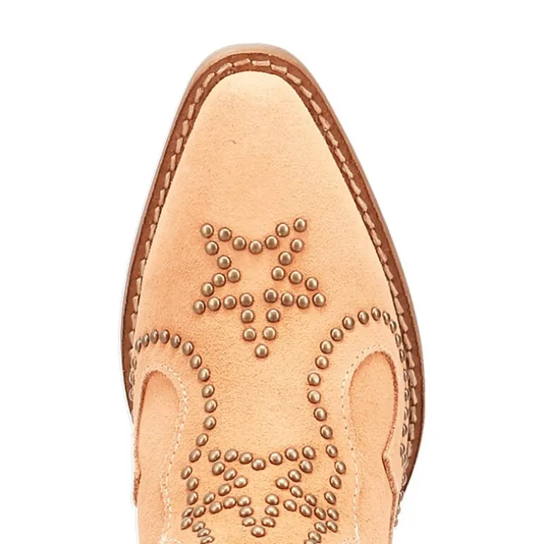 Dingo Womens Seein' Stars Suede Leather Bootie Stacked Heel Cowboy Boots