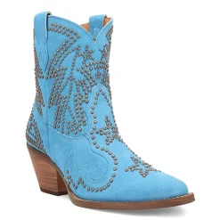 Dingo Womens Seein' Stars Suede Leather Bootie Stacked Heel Cowboy Boots