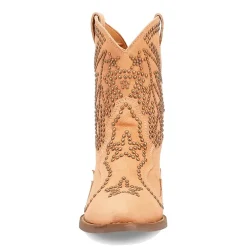 Dingo Womens Seein' Stars Suede Leather Bootie Stacked Heel Cowboy Boots