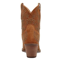 Dingo Womens Seein' Stars Suede Leather Bootie Stacked Heel Cowboy Boots