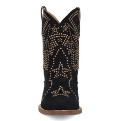 Dingo Womens Seein' Stars Suede Leather Bootie Stacked Heel Cowboy Boots