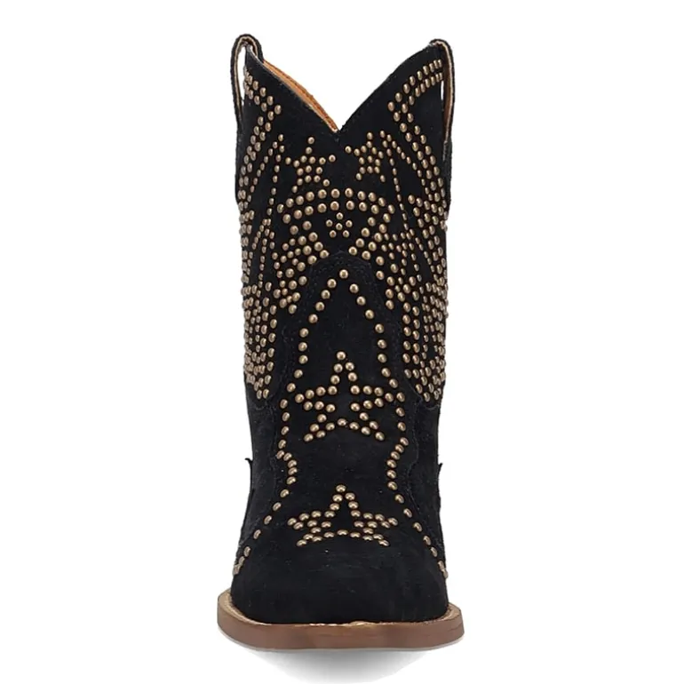 Dingo Womens Seein' Stars Suede Leather Bootie Stacked Heel Cowboy Boots