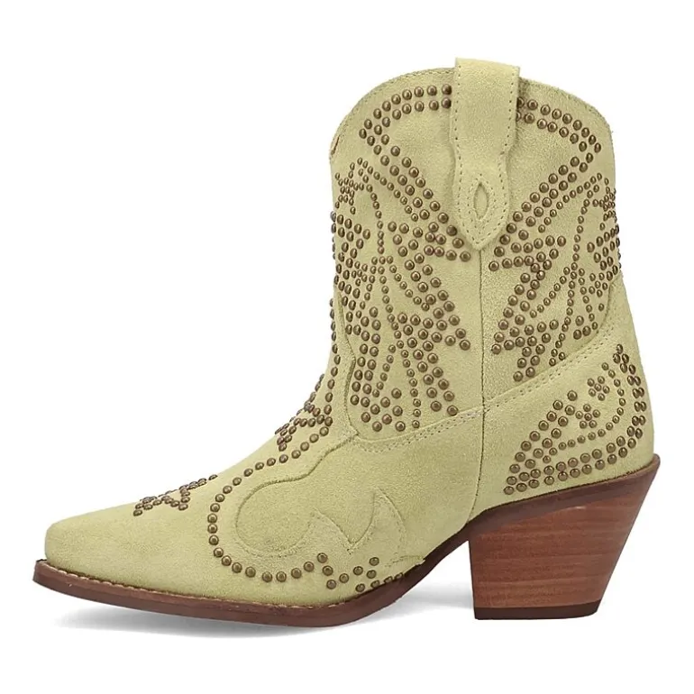 Dingo Womens Seein' Stars Suede Leather Bootie Stacked Heel Cowboy Boots