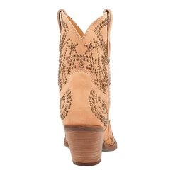 Dingo Womens Seein' Stars Suede Leather Bootie Stacked Heel Cowboy Boots