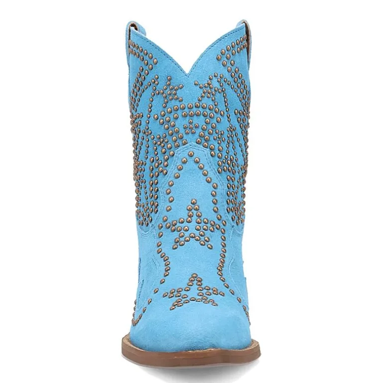 Dingo Womens Seein' Stars Suede Leather Bootie Stacked Heel Cowboy Boots