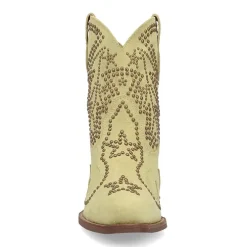 Dingo Womens Seein' Stars Suede Leather Bootie Stacked Heel Cowboy Boots