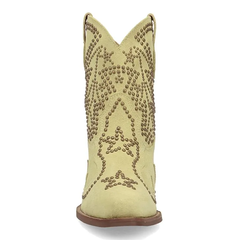 Dingo Womens Seein' Stars Suede Leather Bootie Stacked Heel Cowboy Boots