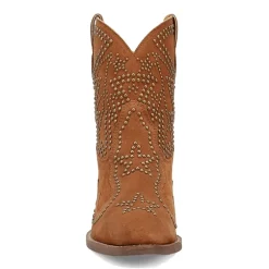 Dingo Womens Seein' Stars Suede Leather Bootie Stacked Heel Cowboy Boots