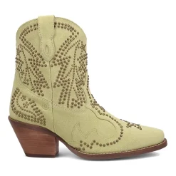 Dingo Womens Seein' Stars Suede Leather Bootie Stacked Heel Cowboy Boots