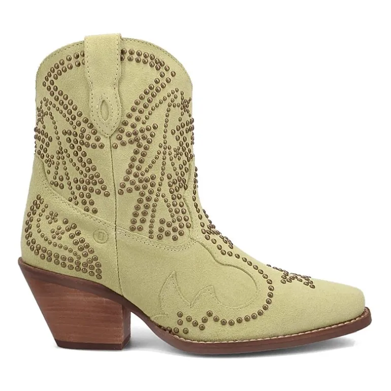 Dingo Womens Seein' Stars Suede Leather Bootie Stacked Heel Cowboy Boots