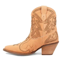 Dingo Womens Seein' Stars Suede Leather Bootie Stacked Heel Cowboy Boots
