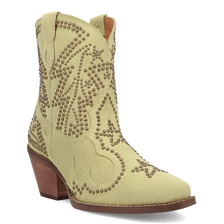 Dingo Womens Seein' Stars Suede Leather Bootie Stacked Heel Cowboy Boots