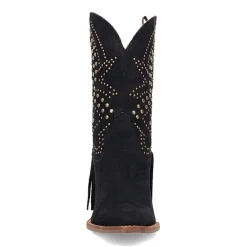Dingo Womens Star Power Suede Leather Bootie Stacked Heel Cowboy Boots