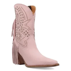 Dingo Womens Star Power Suede Leather Bootie Stacked Heel Cowboy Boots