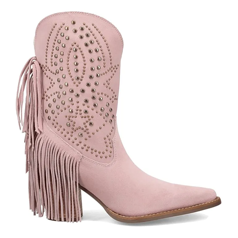 Dingo Womens Star Power Suede Leather Bootie Stacked Heel Cowboy Boots