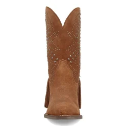 Dingo Womens Star Power Suede Leather Bootie Stacked Heel Cowboy Boots