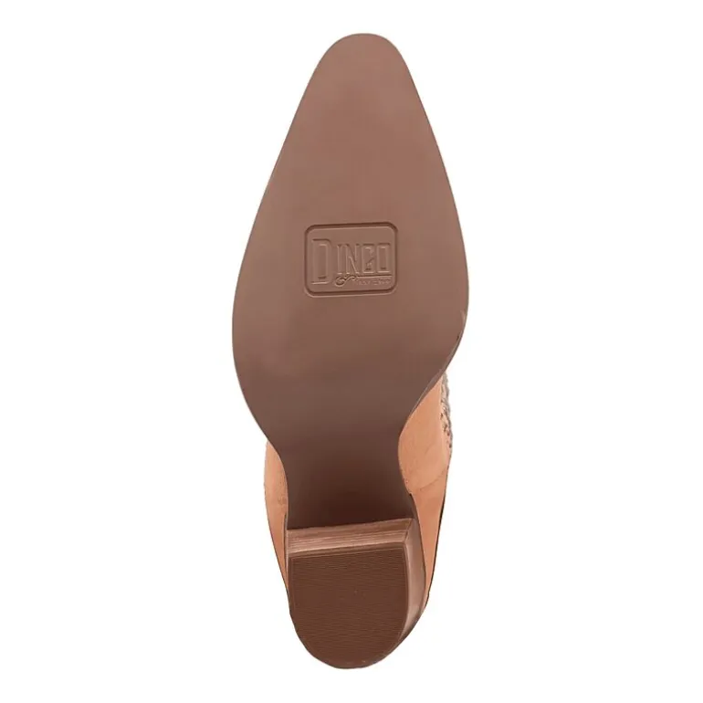 Dingo Womens Star Power Suede Leather Bootie Stacked Heel Cowboy Boots