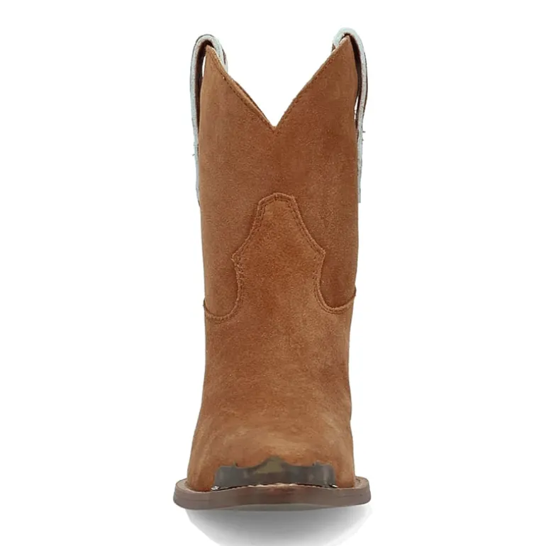 Dingo Womens Texas Charm Suede Leather Bootie Block Heel Cowboy Boots