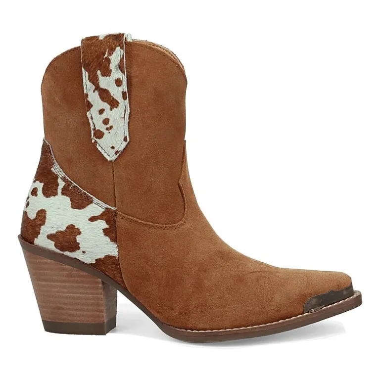 Dingo Womens Texas Charm Suede Leather Bootie Block Heel Cowboy Boots