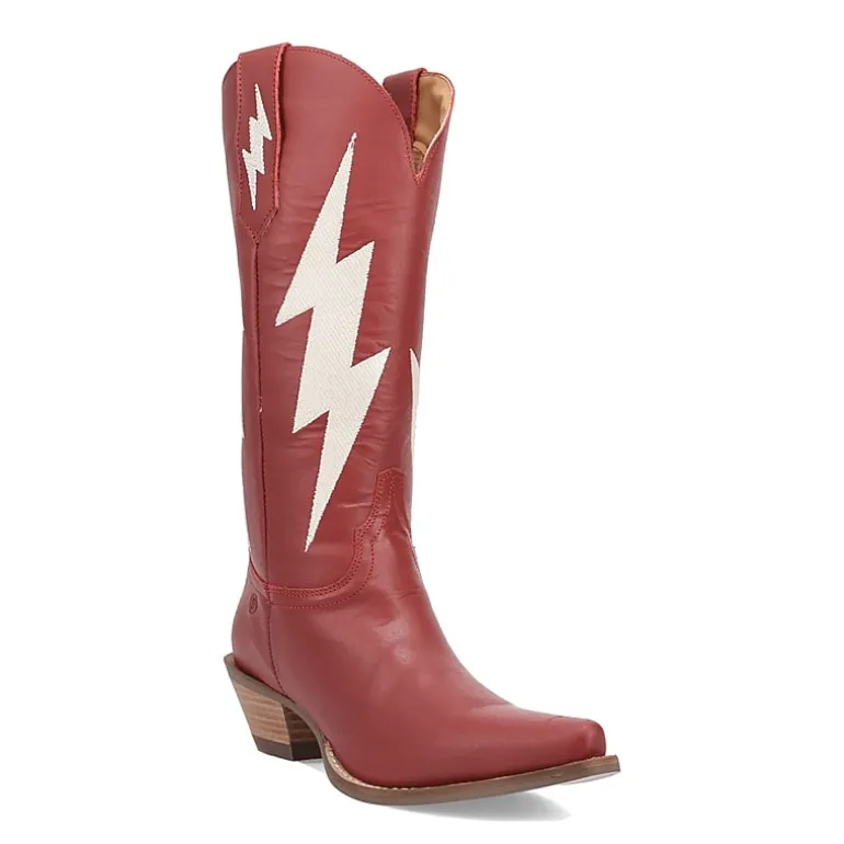 Dingo Womens Thunderbolt Leather Boot Block Heel Cowboy Boots