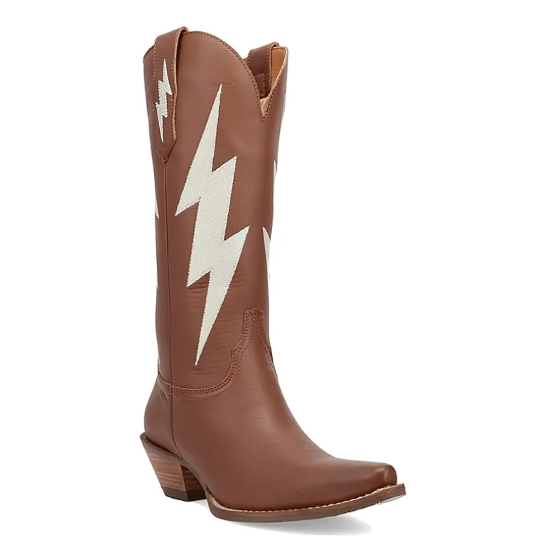 Dingo Womens Thunderbolt Leather Boot Block Heel Cowboy Boots