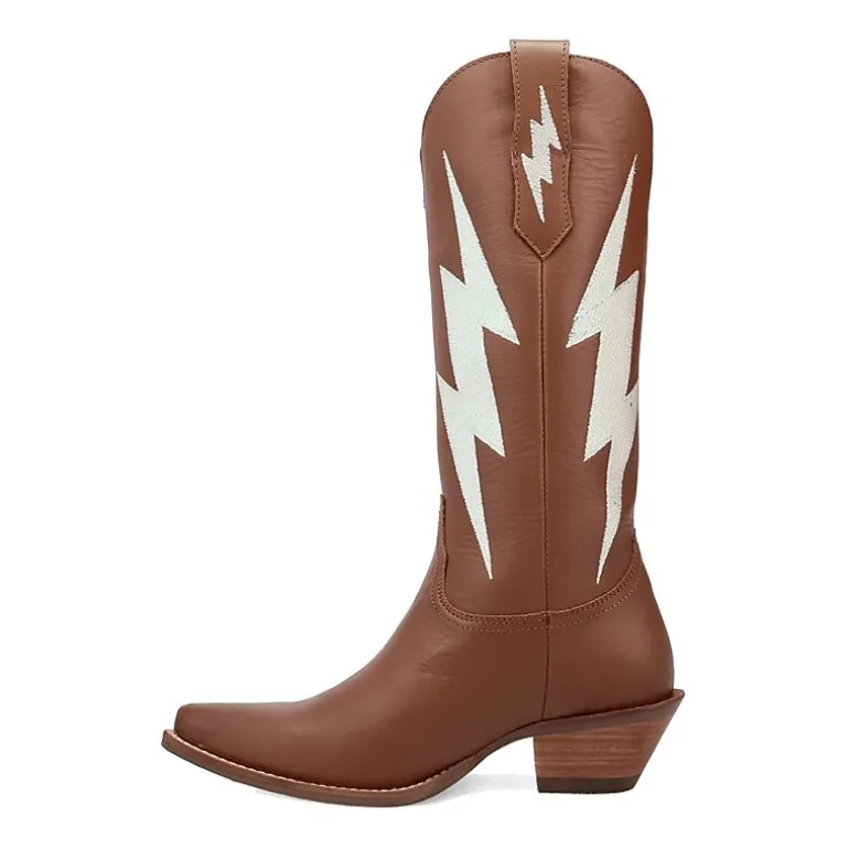 Dingo Womens Thunderbolt Leather Boot Block Heel Cowboy Boots