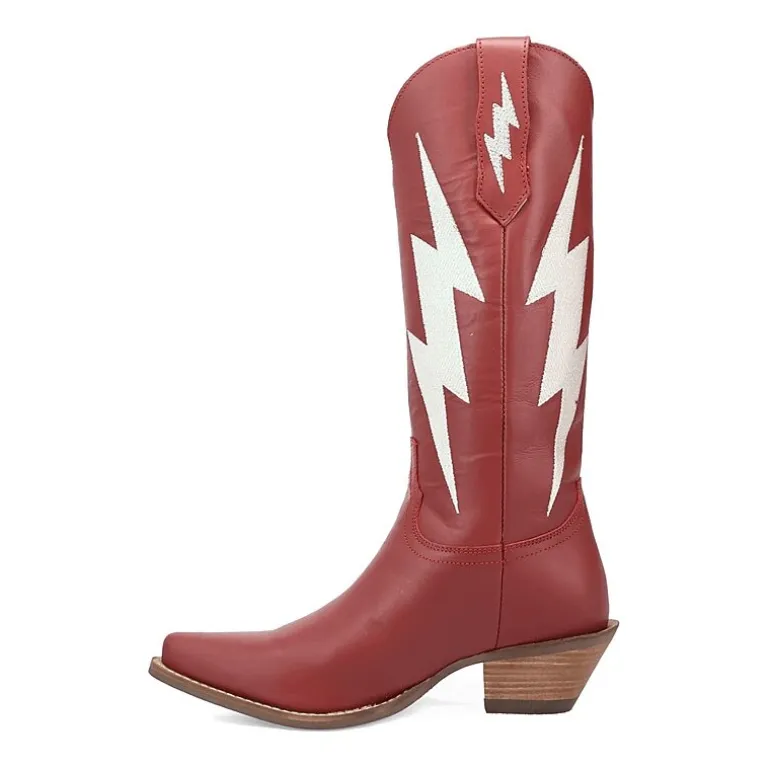 Dingo Womens Thunderbolt Leather Boot Block Heel Cowboy Boots