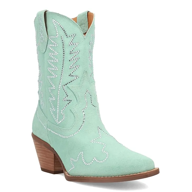 Dingo Womens Tiny Pony Suede Leather Bootie Block Heel Cowboy Boots