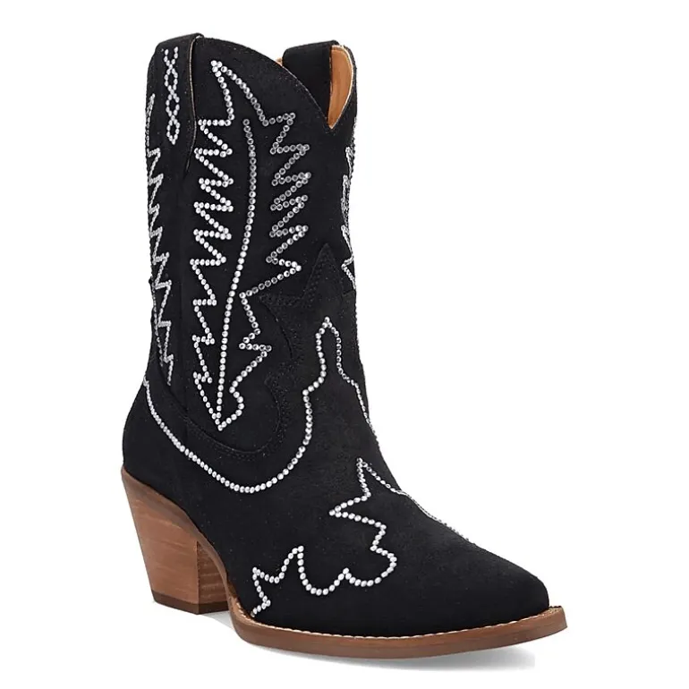 Dingo Womens Tiny Pony Suede Leather Bootie Block Heel Cowboy Boots