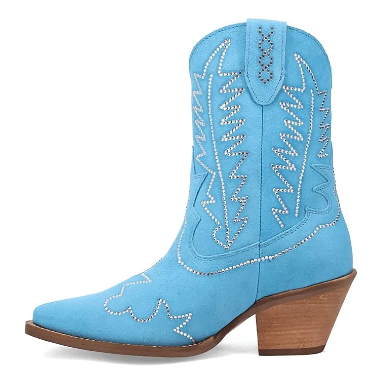 Dingo Womens Tiny Pony Suede Leather Bootie Block Heel Cowboy Boots