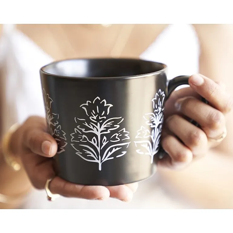 Distant Lands Black/White Stoneware Coffee Mug