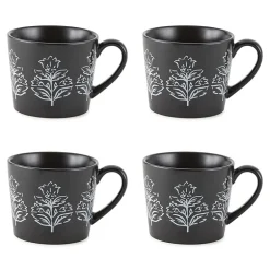 Distant Lands Black/White Stoneware Coffee Mug