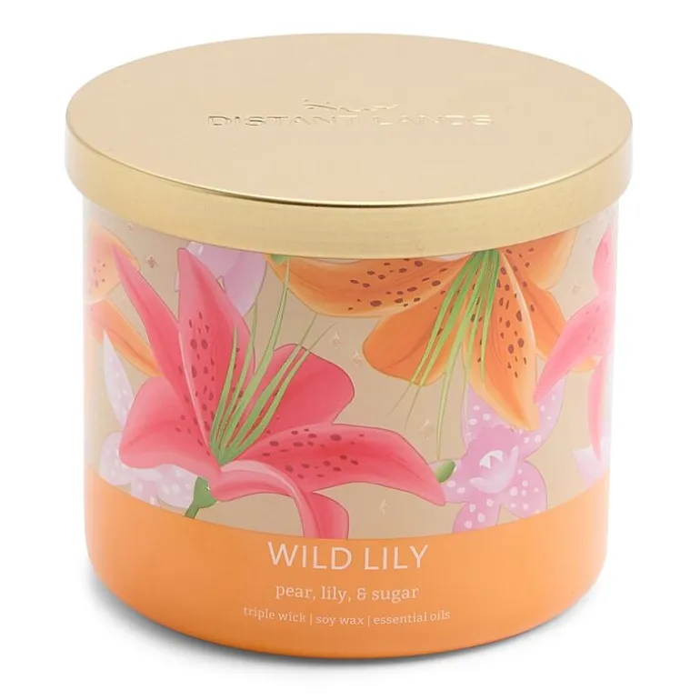 Distant Lands 14oz Wild Lily 3-Wick Scented Jar Candle