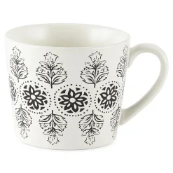 Distant Lands White/Black Stoneware Coffee Mug