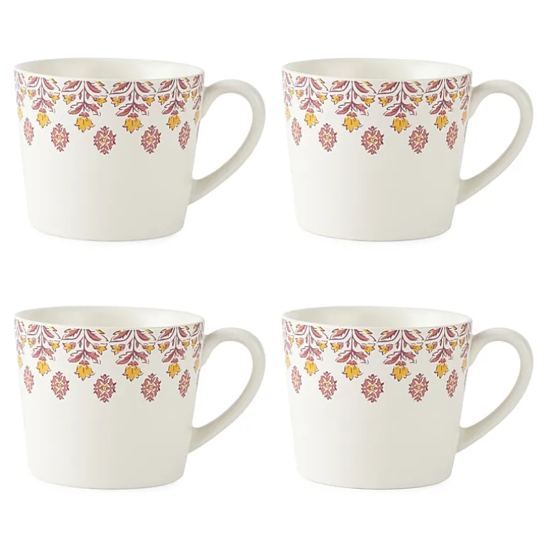 Distant Lands White/Pink Stoneware Coffee Mug
