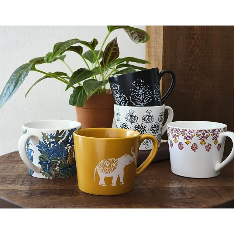 Distant Lands White/Pink Stoneware Coffee Mug