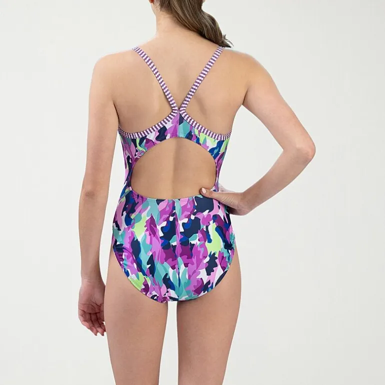 Dolfin Womens Tie Dye Juniors Plus Moderate Coverage One Piece Swimsuit